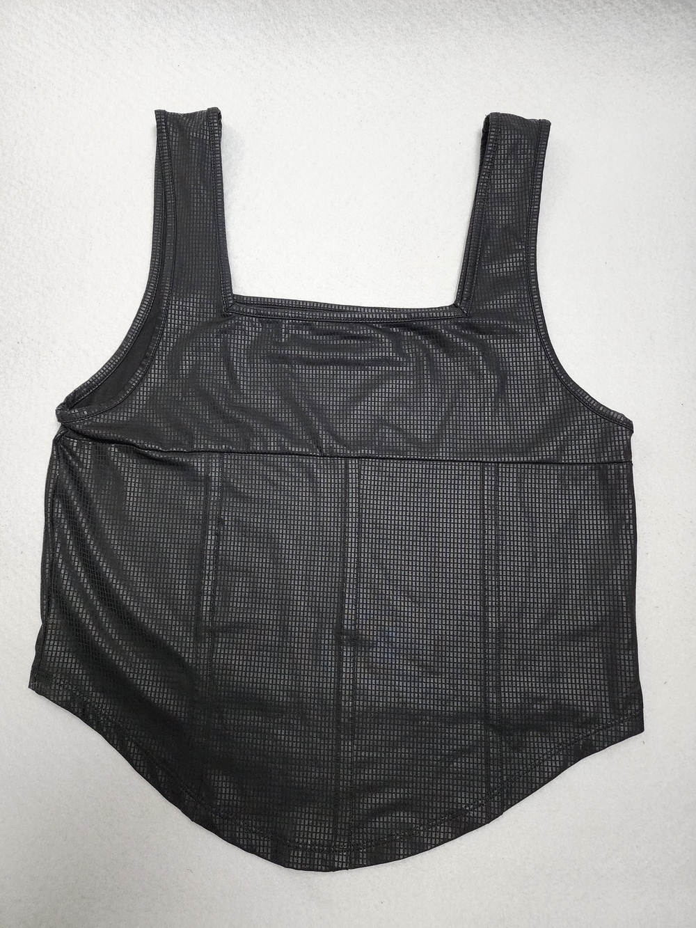 Asos Black Textured Square Neck Tank Cropped Vest Small Like New